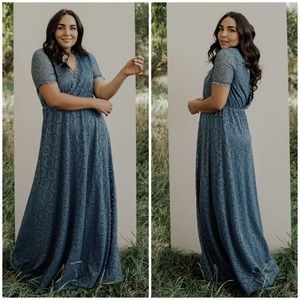 NWT Baltic Born Venice Lace Maxi Dress Slate Blue Womens XL